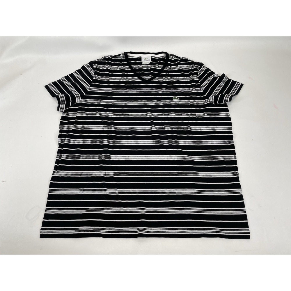 Lacoste Regular Fit Short Sleeve T Shirt Mens Size‎ 8 Black White Striped